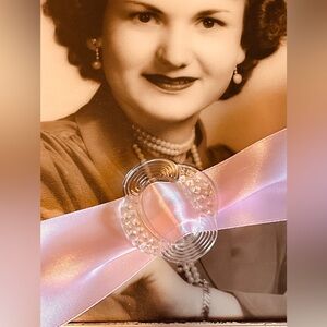 Czecho Slovakia Vintage Clear Glass Belt Buckle Art Deco